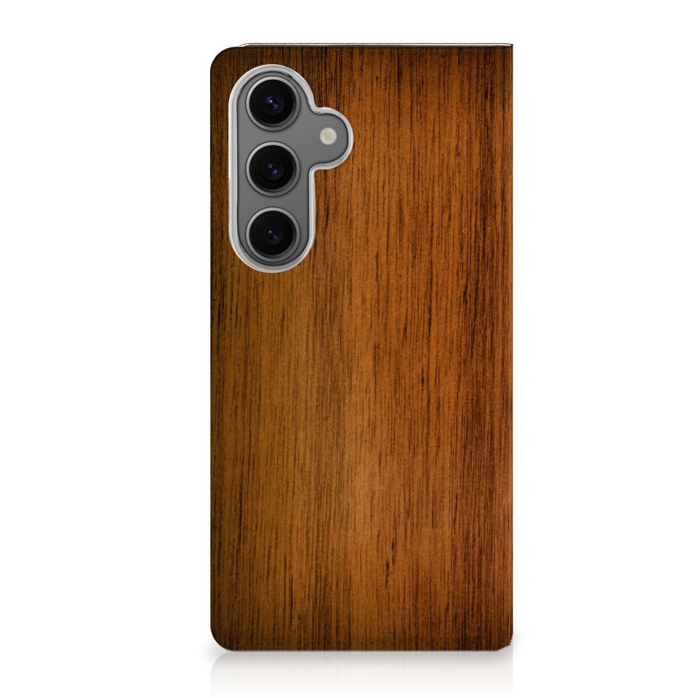Samsung Galaxy S24FE Book Wallet Case Donker Hout achterkant