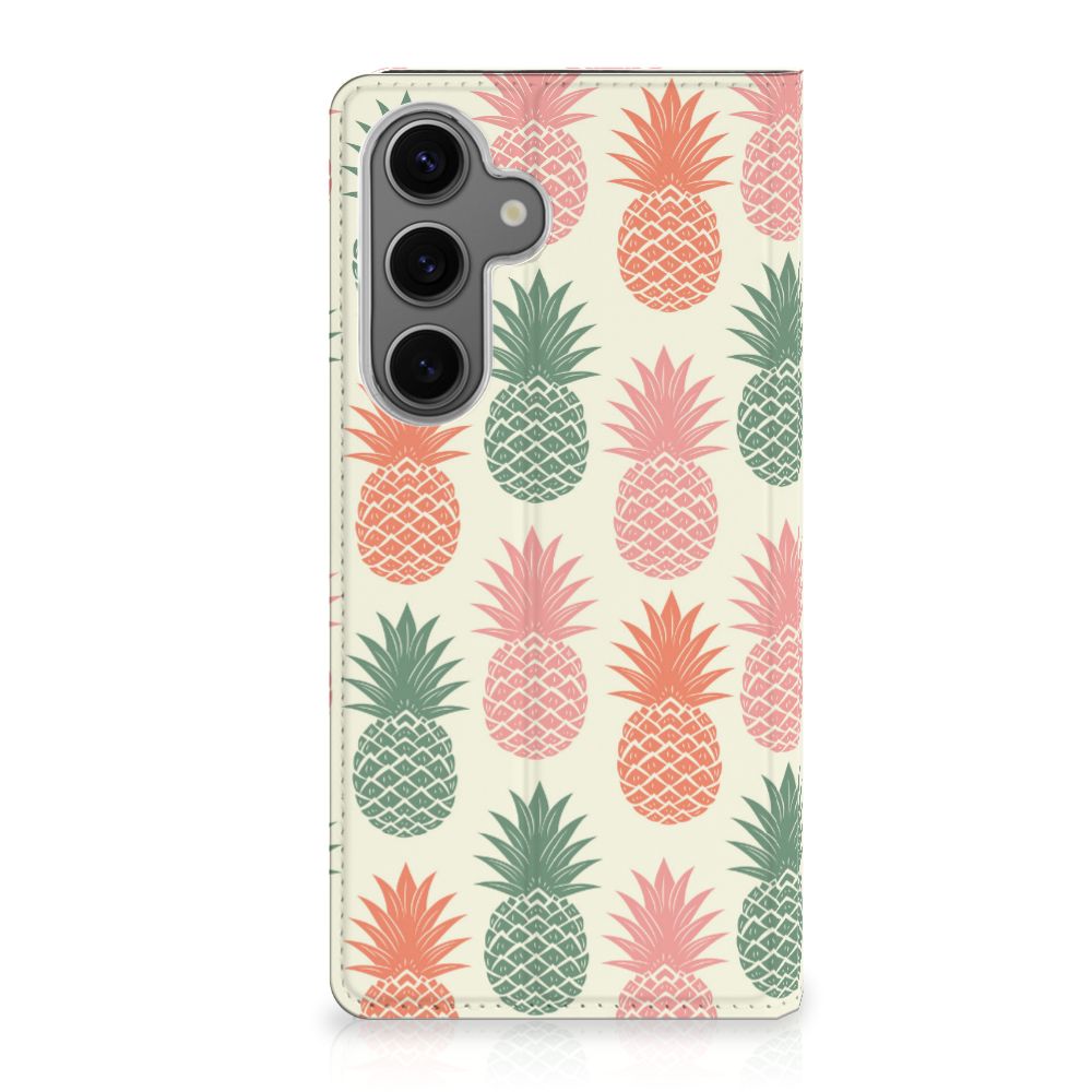 Samsung Galaxy S24FE Flip Style Cover Ananas ananas design voorkant