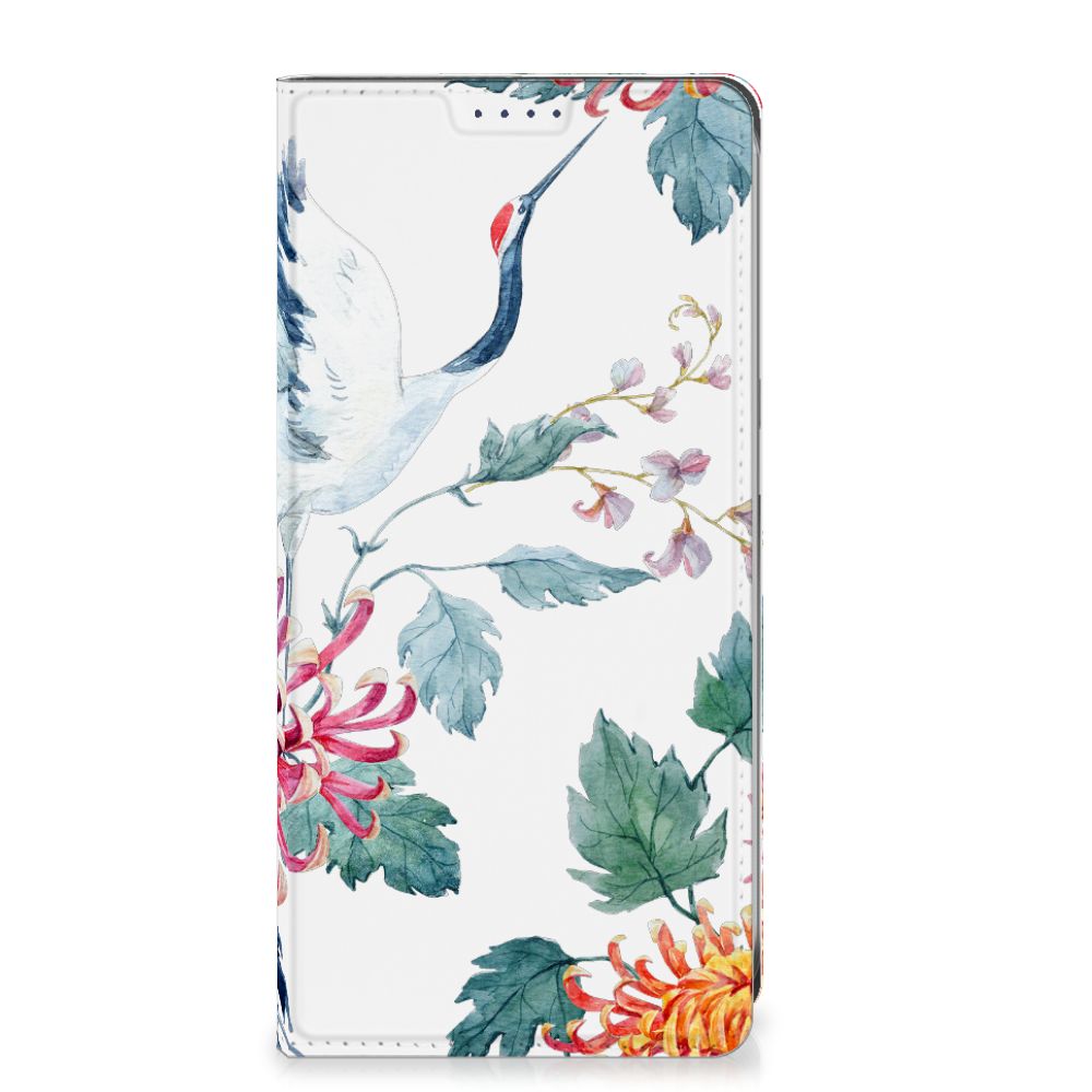 Samsung Galaxy S24FE Hoesje maken Bird Flowers design ooievaar bloemen voorkant