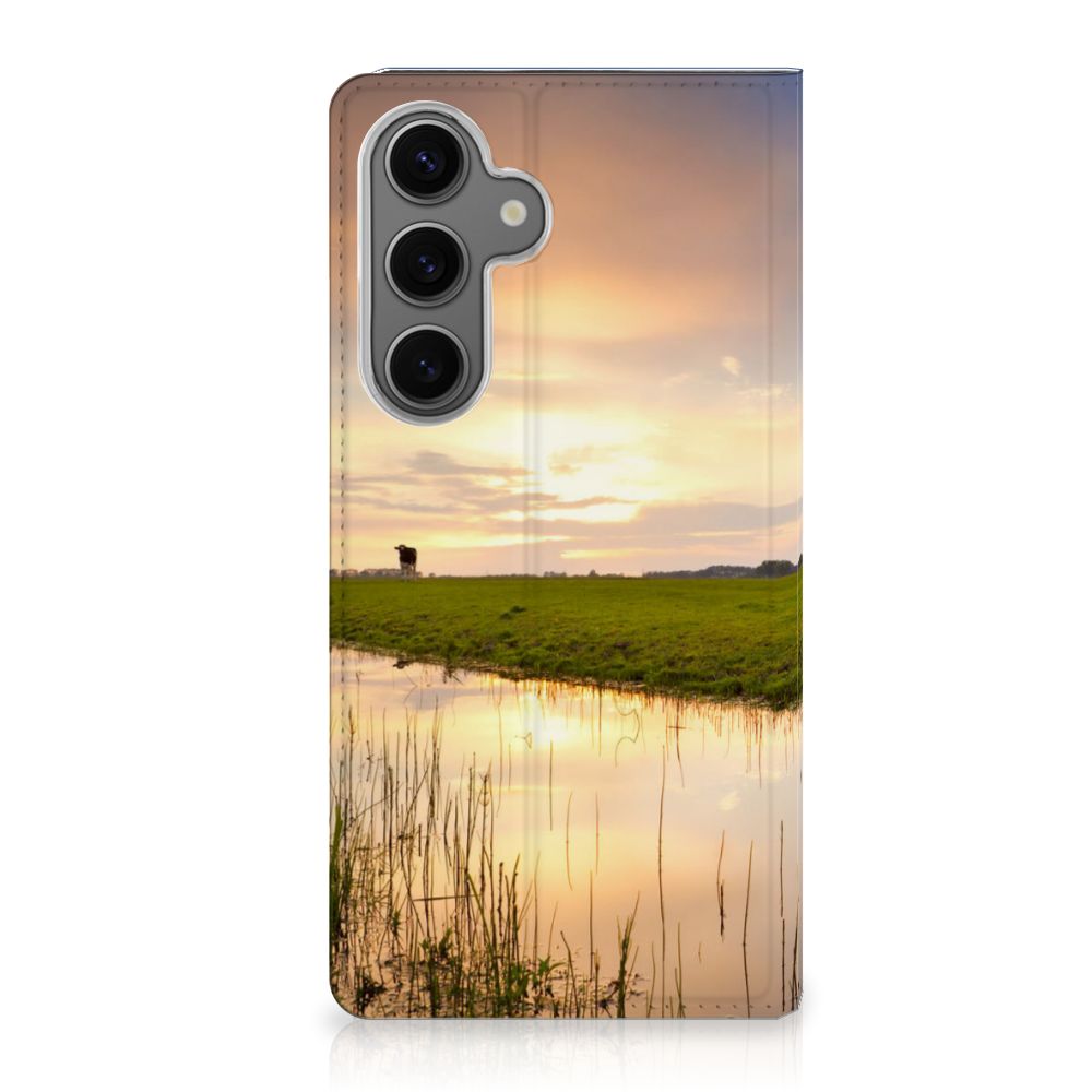 Samsung Galaxy S24FE Hoesje maken Koe case koe ondergang zon design aanzicht