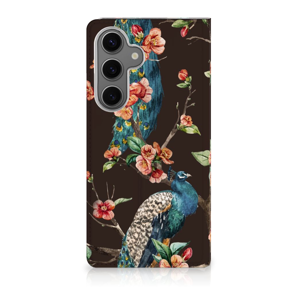 Samsung Galaxy S24FE Hoesje maken Pauw met Bloemen design pauw bloemen voorkant