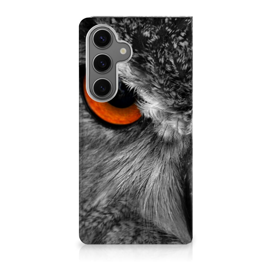 Samsung Galaxy S24FE Hoesje maken Uil stand case uil close-up