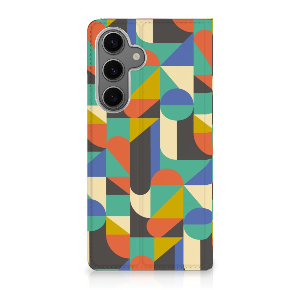 Samsung Galaxy S24FE Hoesje met Magneet Funky Retro design kleurrijk aanzicht