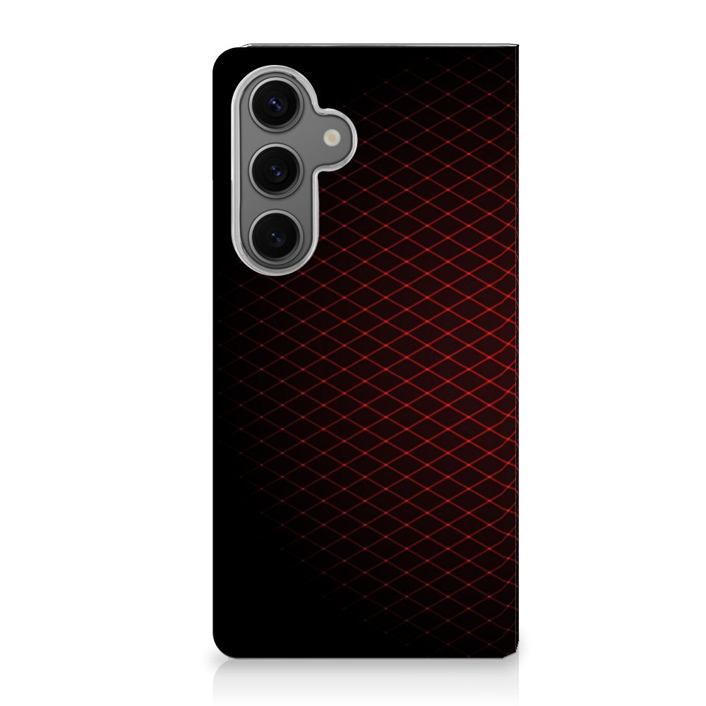 Samsung Galaxy S24FE Hoesje met Magneet Geruit Rood design geruit aanzicht