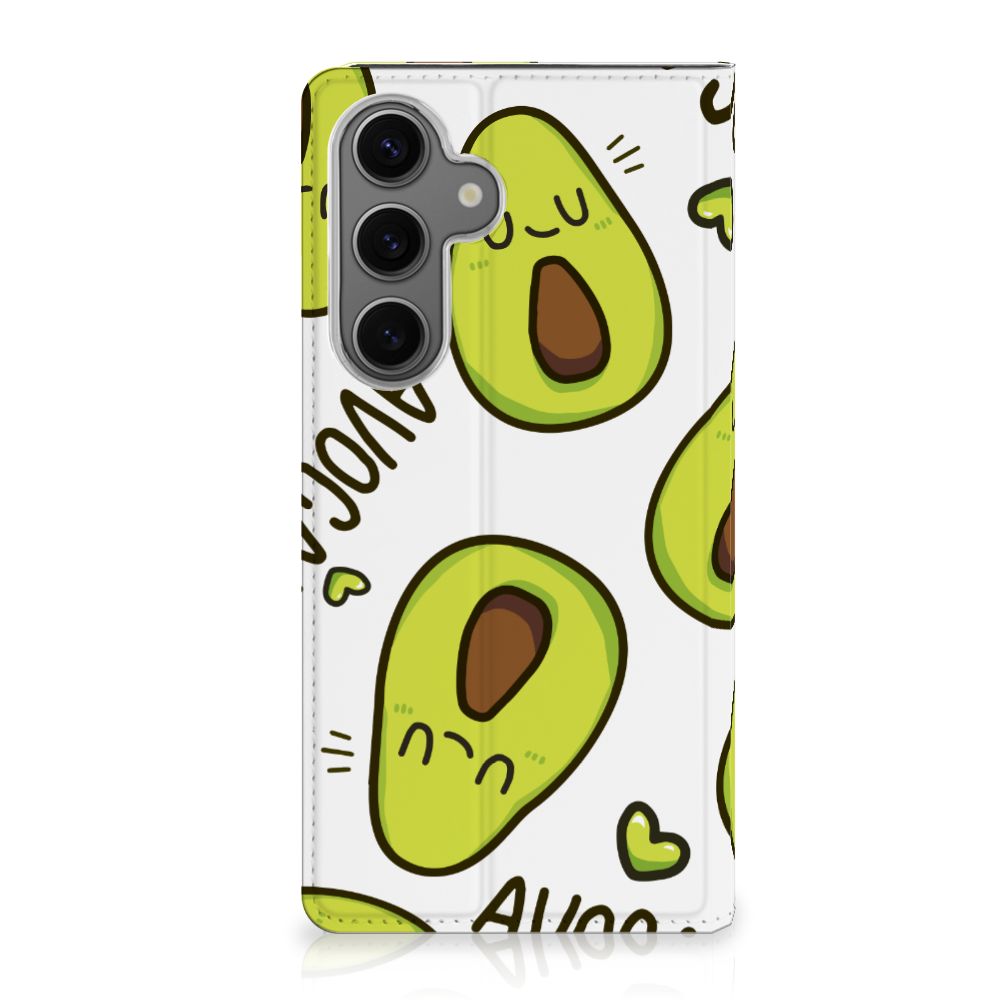 Samsung Galaxy S24FE Magnet Case Avocado Singing avocado design voorkant