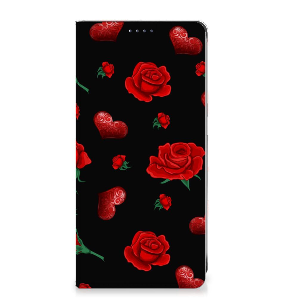 Samsung Galaxy S24FE Magnet Case Valentine telefoonhoesje design rozen harten aanzicht