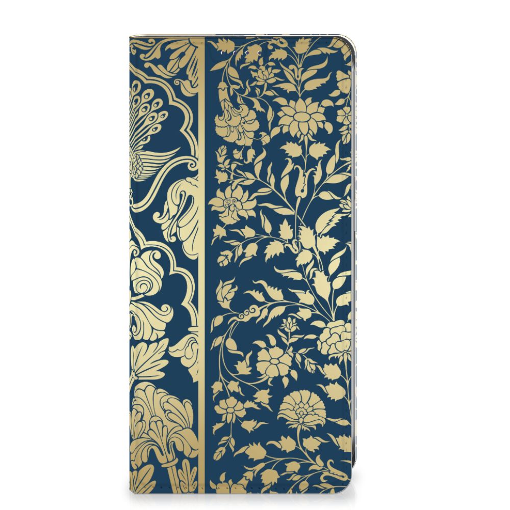Samsung Galaxy S24FE Smart Cover Beige Flowers design beige bloemen zijaanzicht