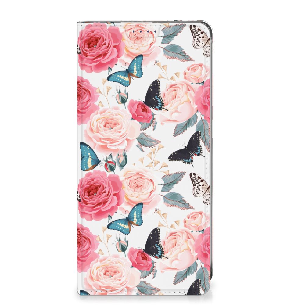 Samsung Galaxy S24FE Smart Cover Butterfly Roses bloemen vlinders voorkant
