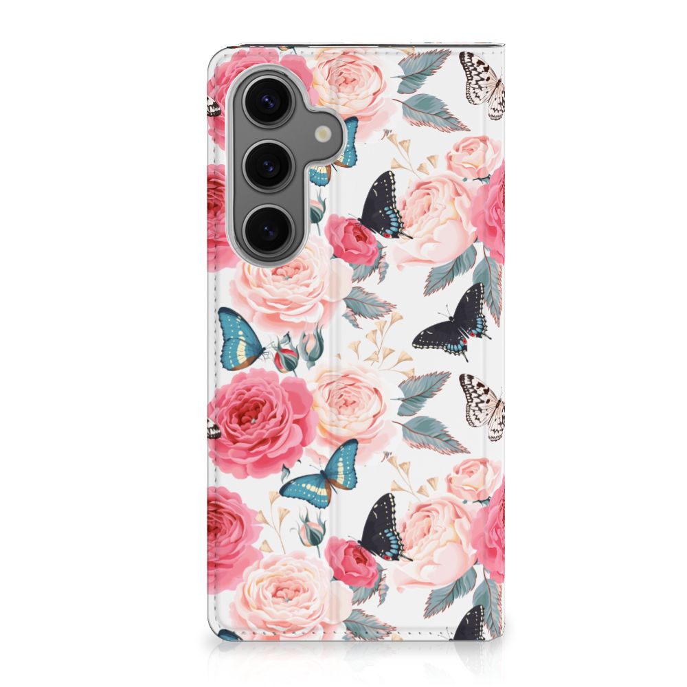 Samsung Galaxy S24FE Smart Cover Butterfly Roses voorkant