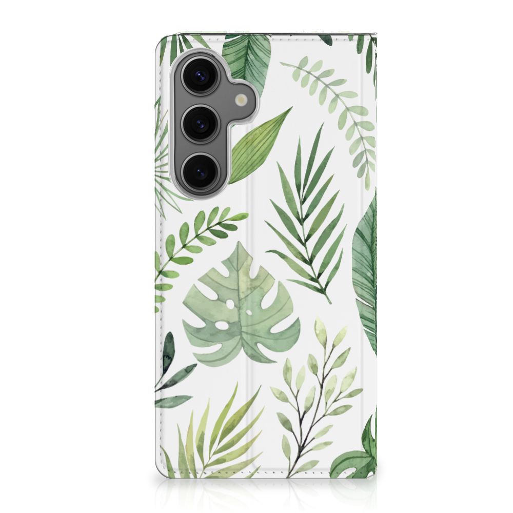 Samsung Galaxy S24FE Smart Cover Leaves hoesje bladeren vooraanzicht