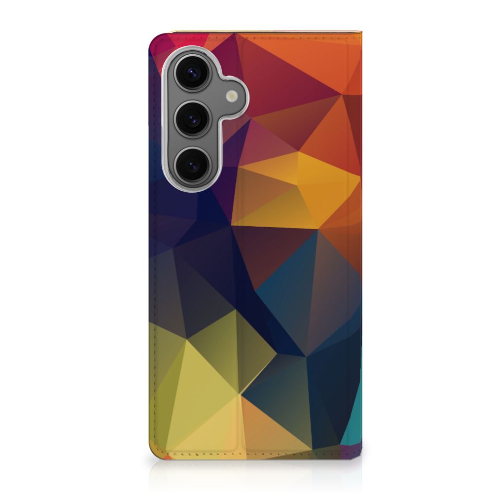 Samsung Galaxy S24FE Stand Case Polygon Color kleurrijke driehoeken abstract design aanzicht
