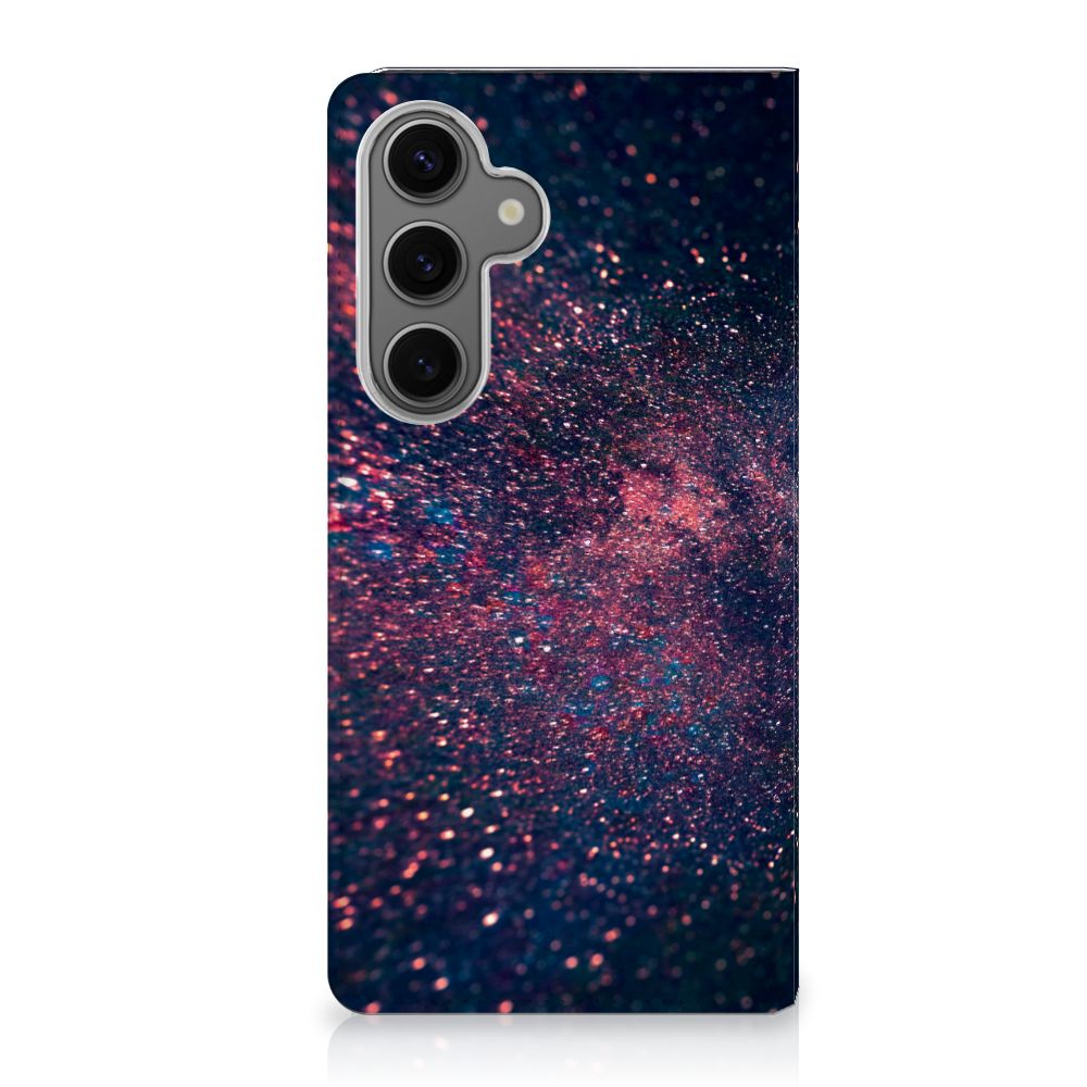 Samsung Galaxy S24FE Stand Case Stars design glitterachtig inktzwart aanzicht