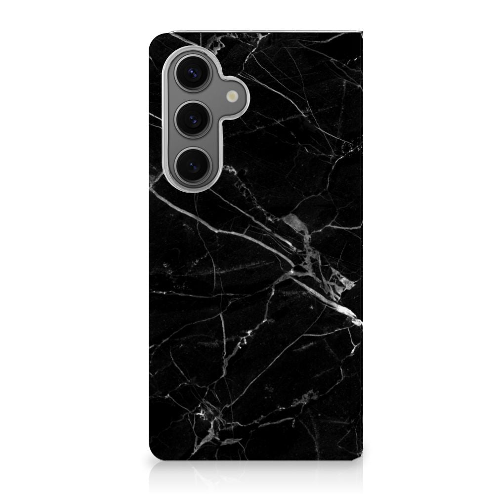 Samsung Galaxy S24FE Standcase Marmer Zwart design hoesje zwart marmer aanzicht