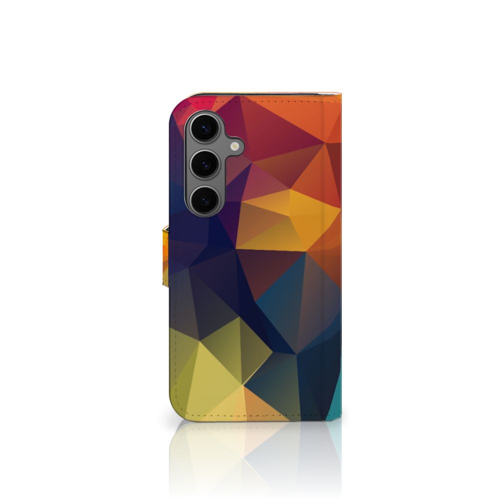 Samsung Galaxy S25 Book Case Polygon Color design geometrisch aanzicht