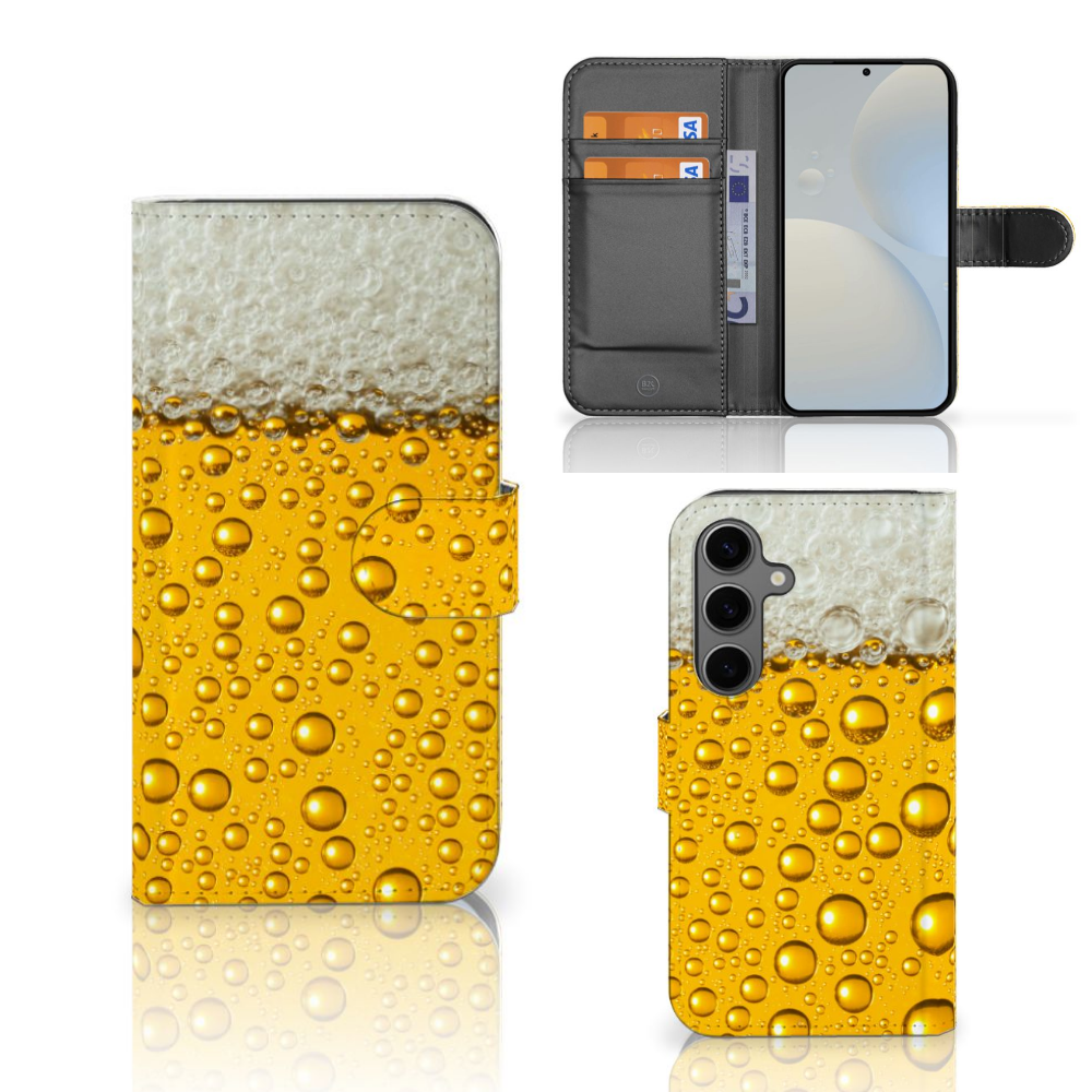 Samsung Galaxy S25 Book Cover Bier telefoonhoesje biertjes design voorkant achterkant