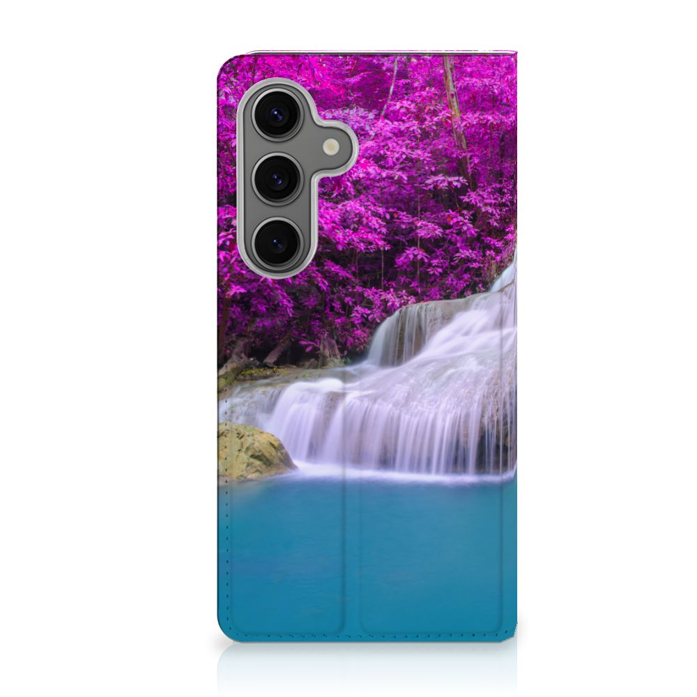 Samsung Galaxy S25 Book Cover Waterval waterval roze design voorkant