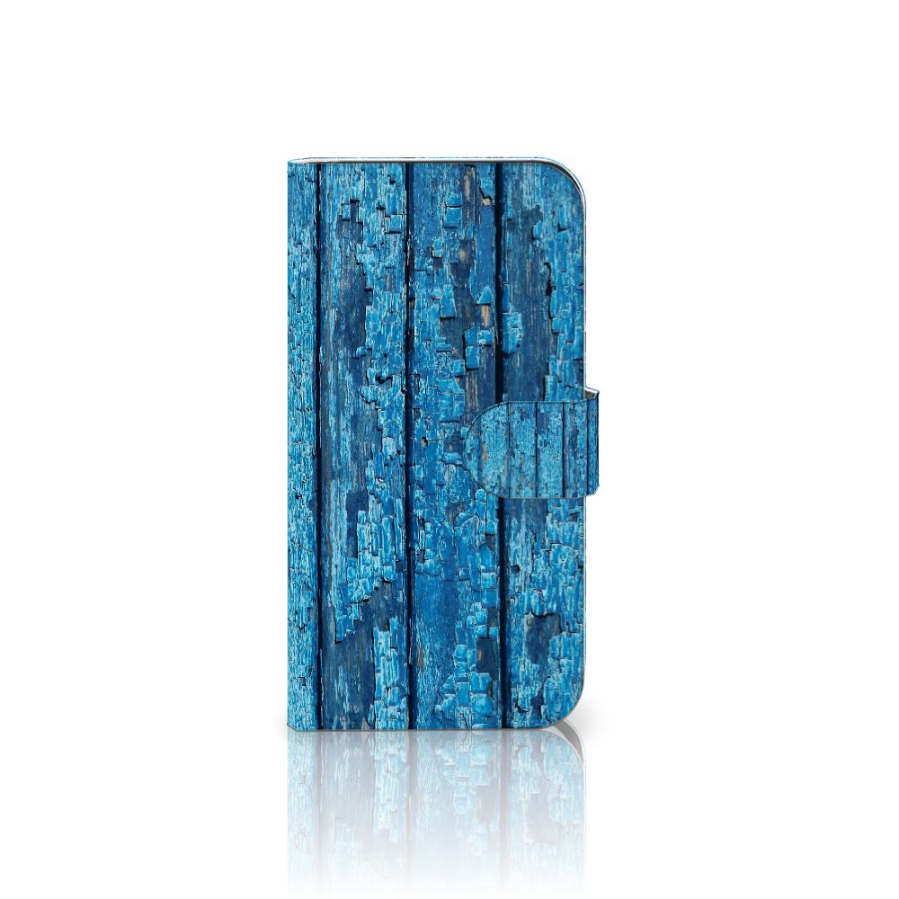 Samsung Galaxy S25 Book Style Case Wood Blue boekhoesje hout blauw aanzicht