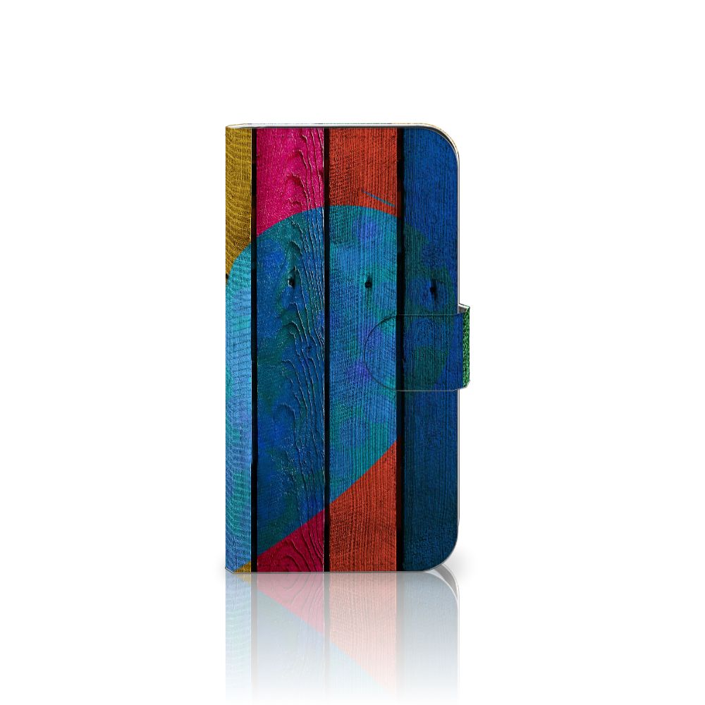 Samsung Galaxy S25 Book Style Case Wood Heart boekhoesje hart design voorkant