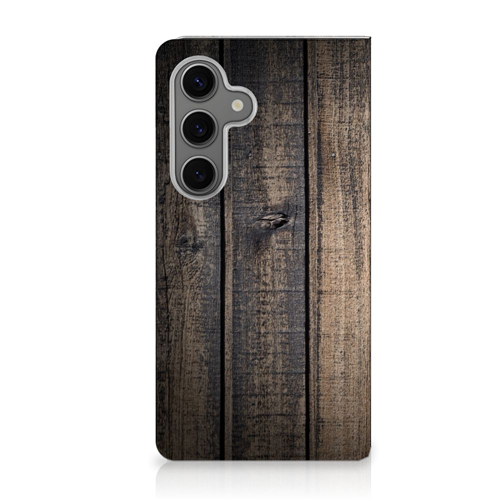 Samsung Galaxy S25 Book Wallet Case Steigerhout steigerhout achterkant