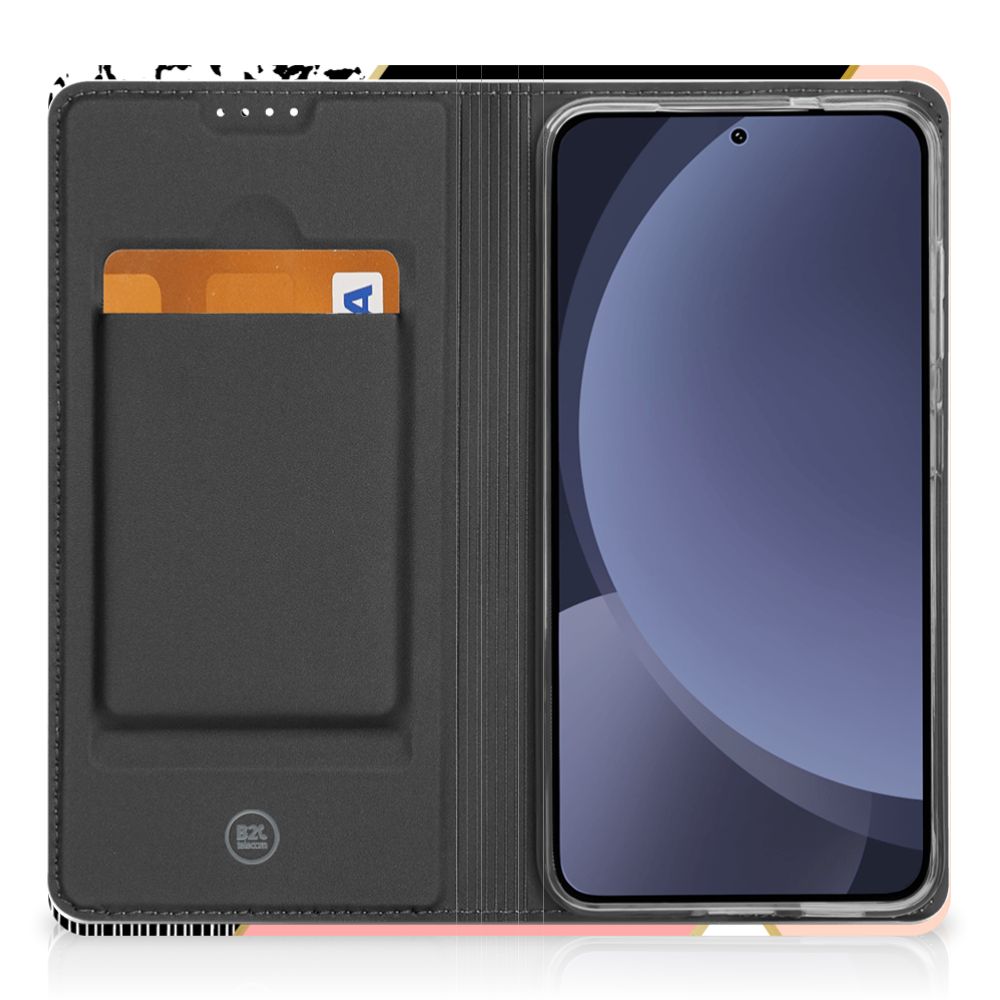 Samsung Galaxy S25 Book Wallet Case Wood Blue binnenkant houder blauw