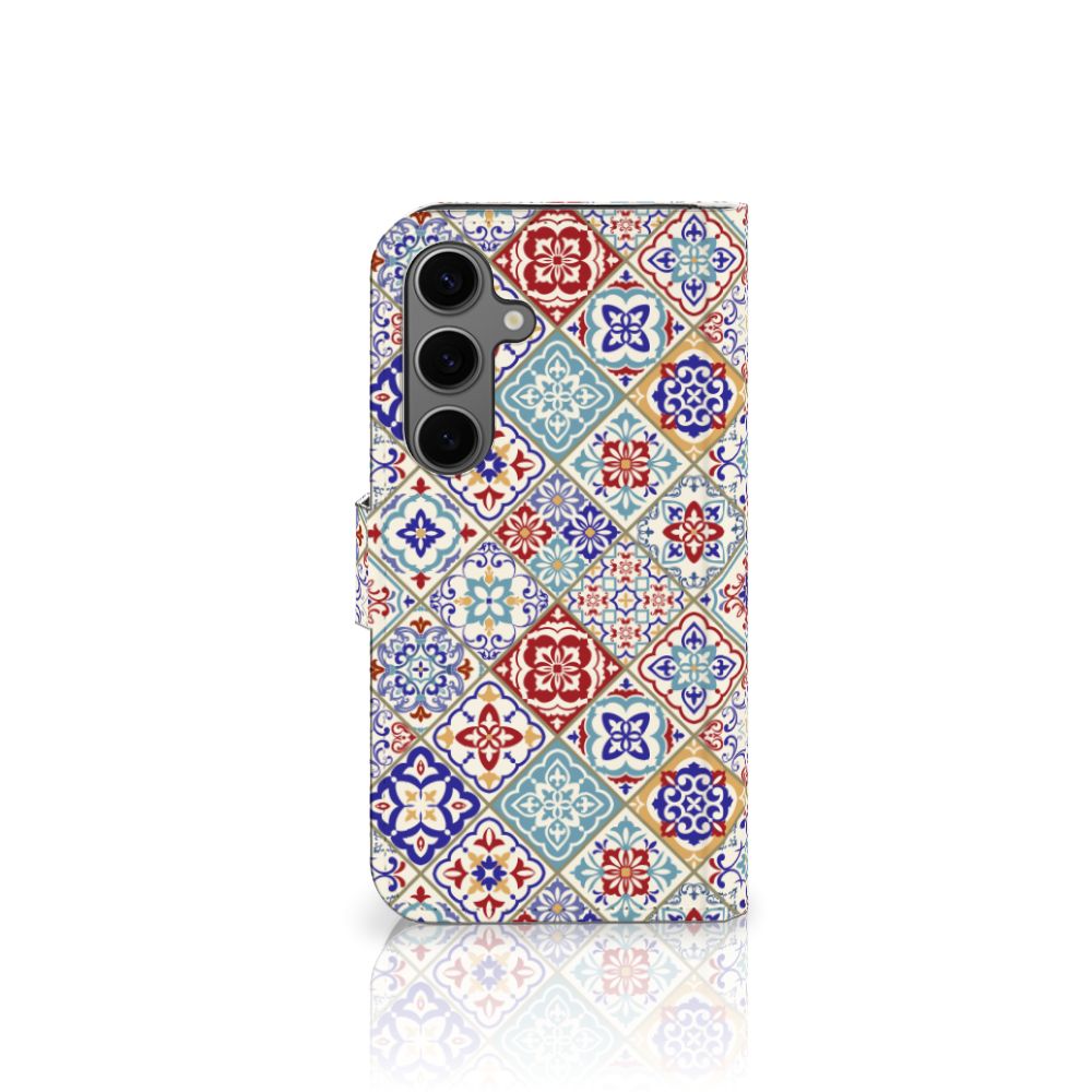 Samsung Galaxy S25 Bookcase Tiles Color boekcase tegels uniek aanzicht