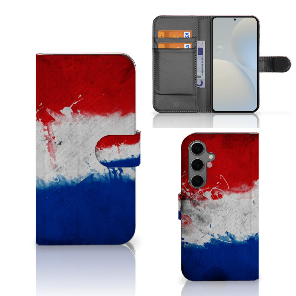 Samsung Galaxy S25 Bookstyle Case Nederland Nederlandse vlag design voorkant achterkant