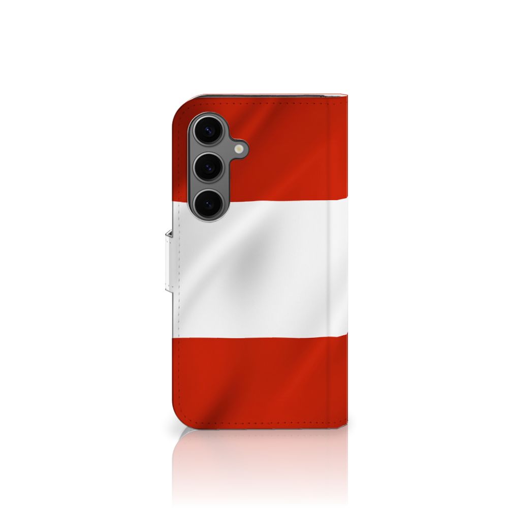 Samsung Galaxy S25 Bookstyle Case Oostenrijk Oostenrijkse vlag design voorzijde