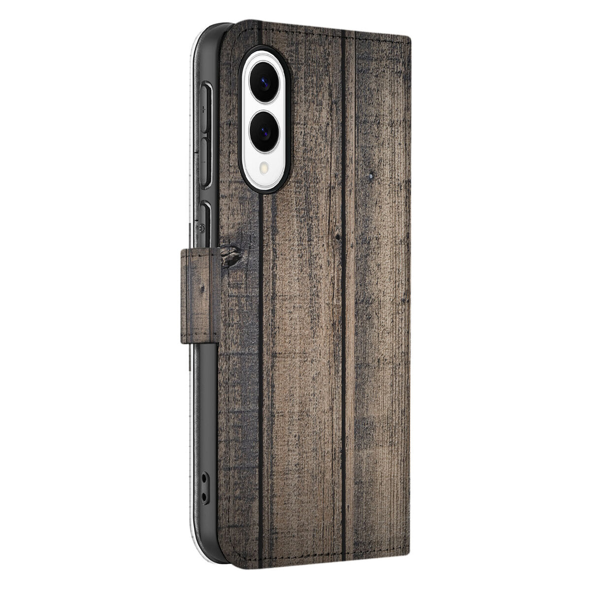 Samsung Galaxy S25 Edge Book Style Case Steigerhout bookcase steigerhout zijaanzicht