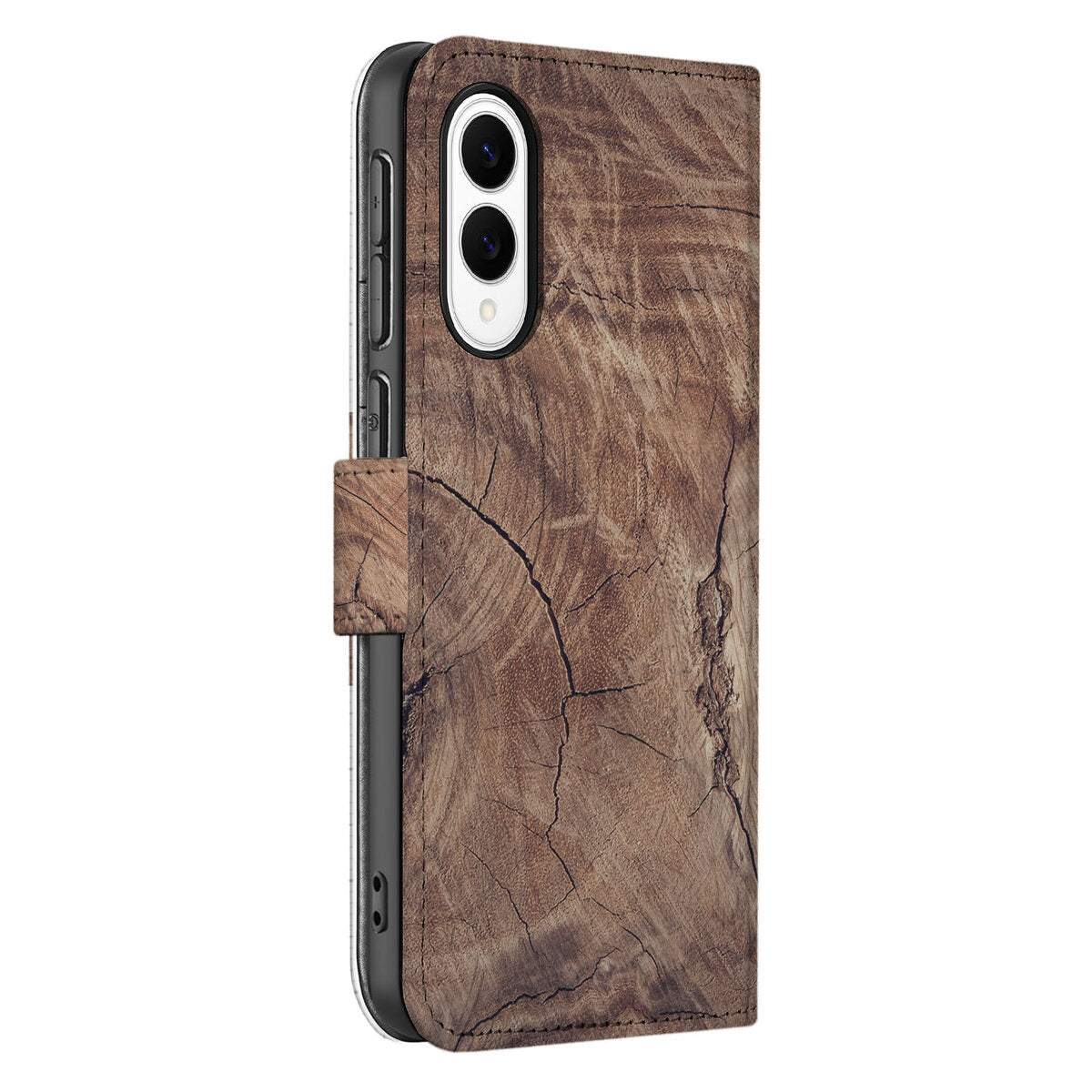 Samsung Galaxy S25 Edge Book Style Case Tree Trunk bookcase tree trunk zijaanzicht