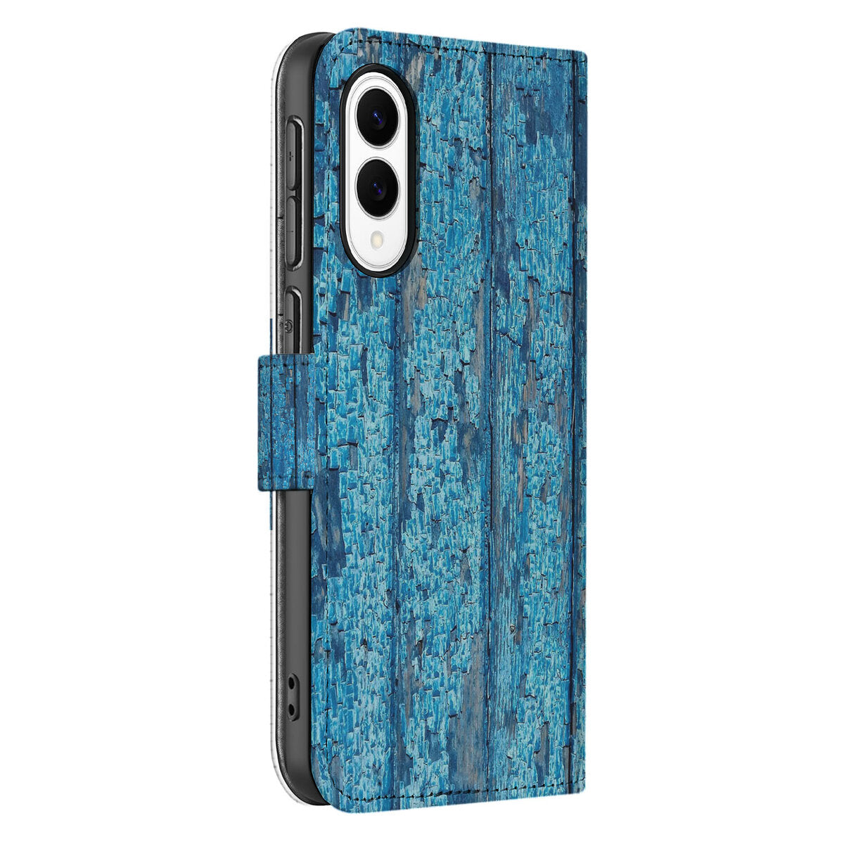 Samsung Galaxy S25 Edge Book Style Case Wood Blue book case wood blue zijaanzicht