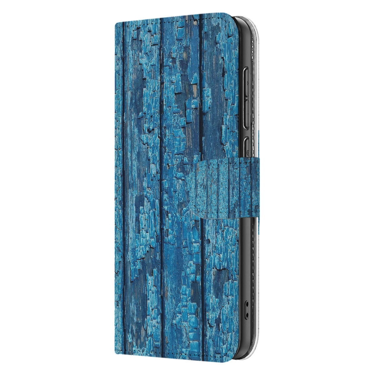 Samsung Galaxy S25 Edge Book Style Case Wood Blue book case hout blauw zijkant
