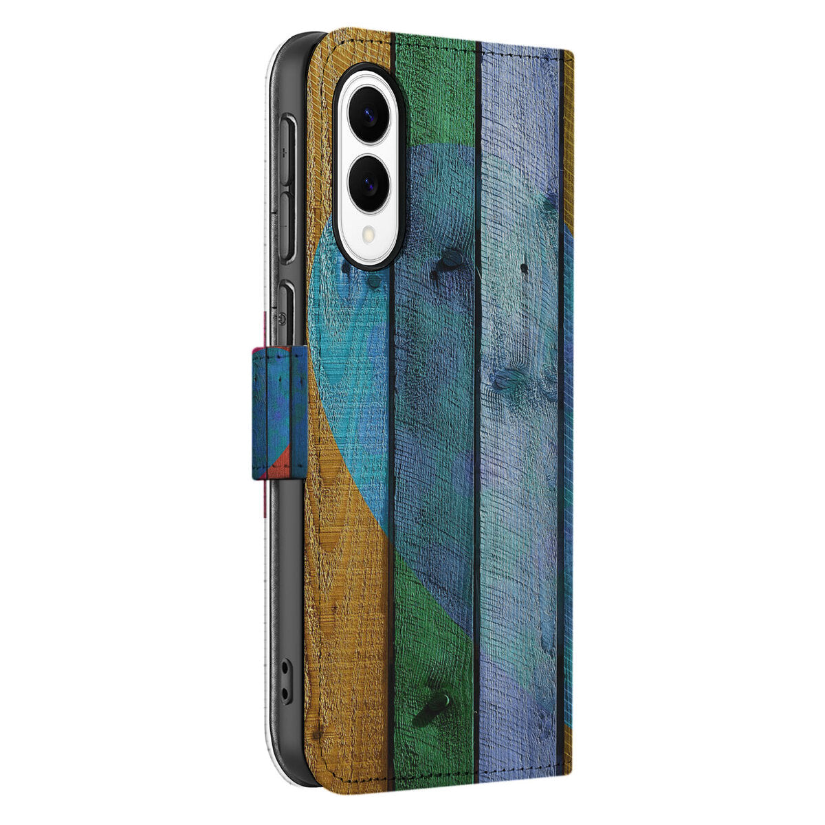 Samsung Galaxy S25 Edge Book Style Case Wood Heart aanzicht