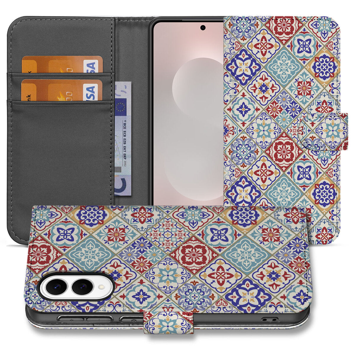 Samsung Galaxy S25 Edge Bookcase Tiles Color bookcase Tiles Color aanzicht