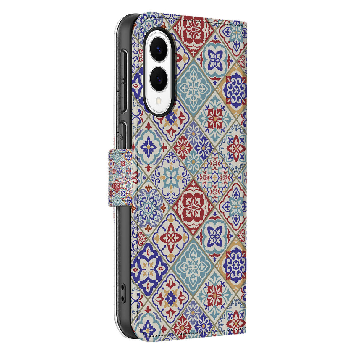 Samsung Galaxy S25 Edge Bookcase Tiles Color bookcase tiles color zijaanzicht
