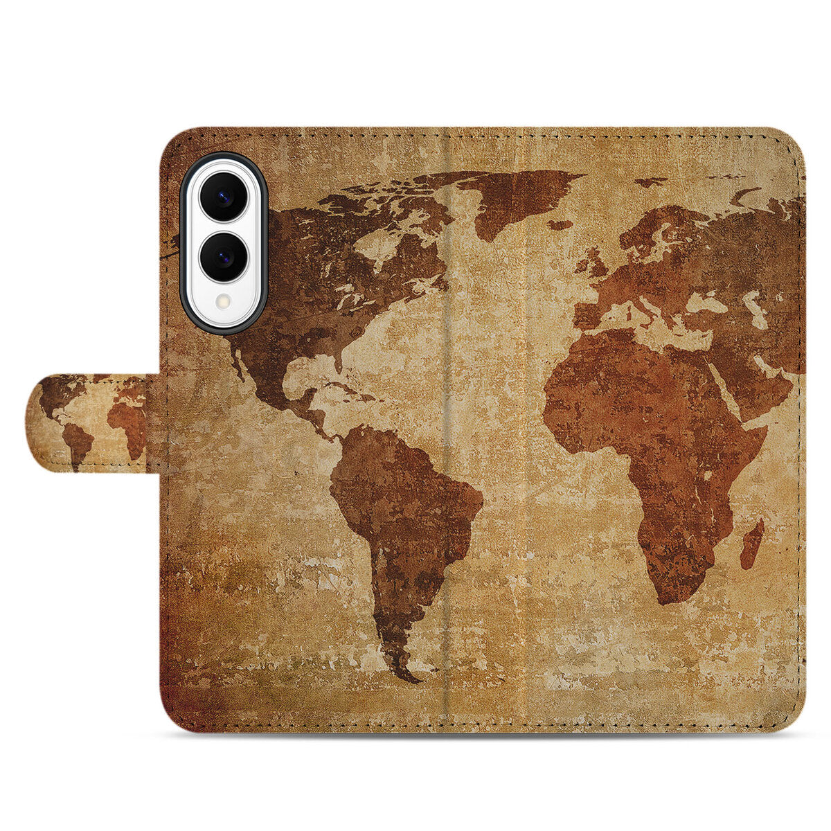 Samsung Galaxy S25 Edge Flip Cover Wereldkaart bookcase wereldkaart design voorkant