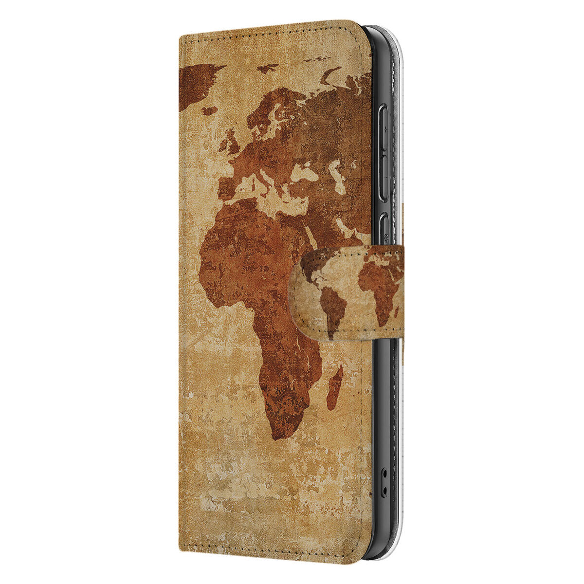 Samsung Galaxy S25 Edge Flip Cover Wereldkaart book case wereldkaart aanzicht