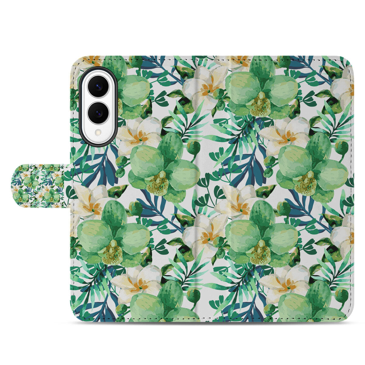 Samsung Galaxy S25 Edge Hoesje Orchidee Groen book case orchidee groen voorkant
