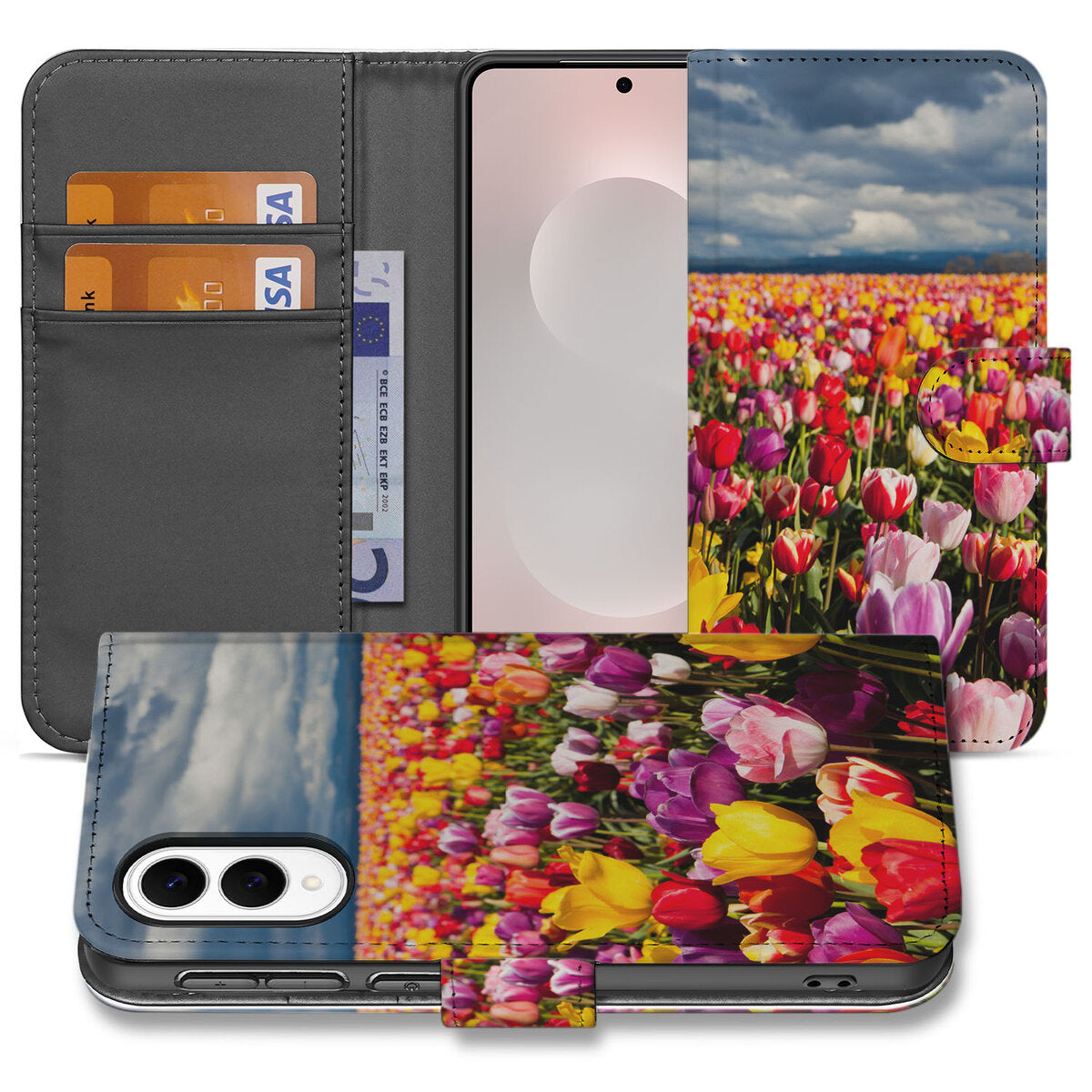 Samsung Galaxy S25 Edge Hoesje Tulpen book case tulpen design voorkant