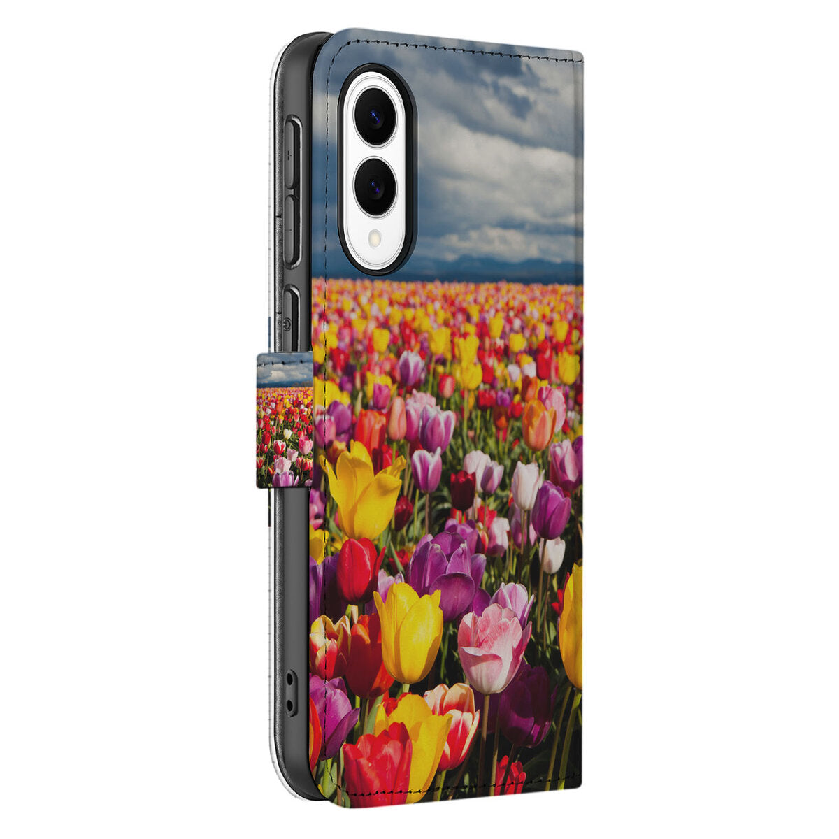 Samsung Galaxy S25 Edge Hoesje Tulpen book case tulpen design aanzicht