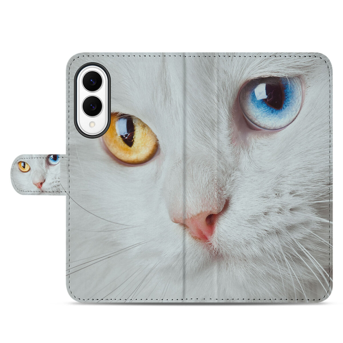 Samsung Galaxy S25 Edge Telefoonhoesje met Pasjes Witte Kat kat design voorkant