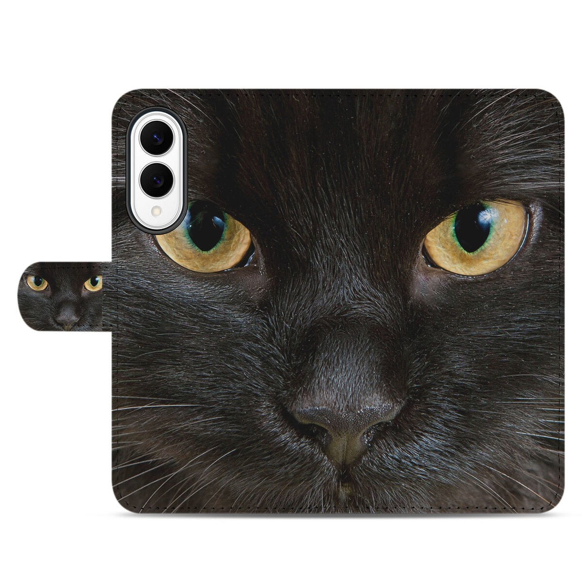Samsung Galaxy S25 Edge Telefoonhoesje met Pasjes Zwarte Kat zwart kat design voorkant