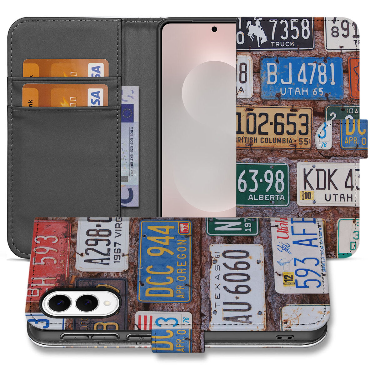 Samsung Galaxy S25 Edge Telefoonhoesje met foto Kentekenplaten bookcase design aanzicht