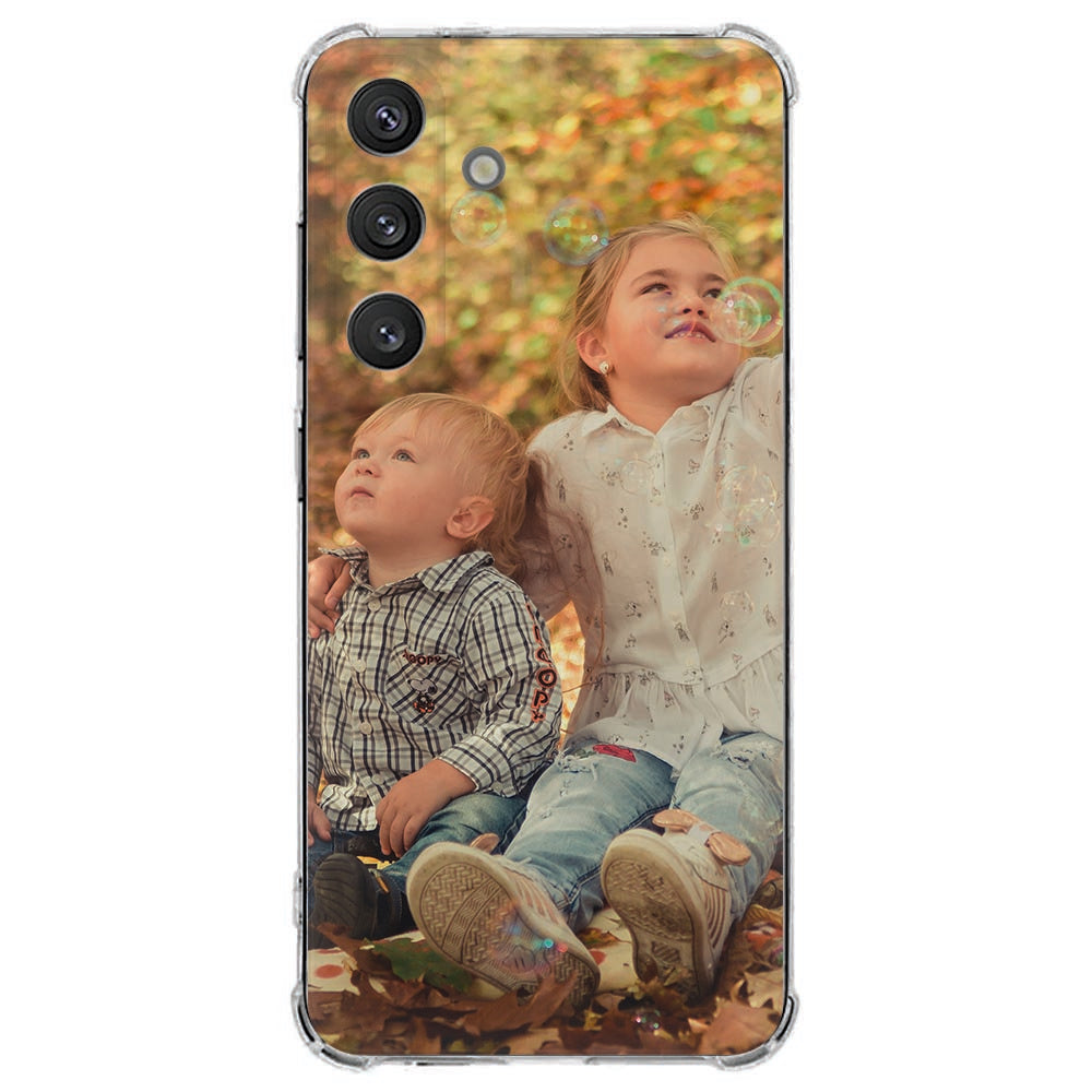Samsung Galaxy S25 FE Anti-Shock Back Cover Hoesje Maken met Foto kinderen spelen met zeepbellen.