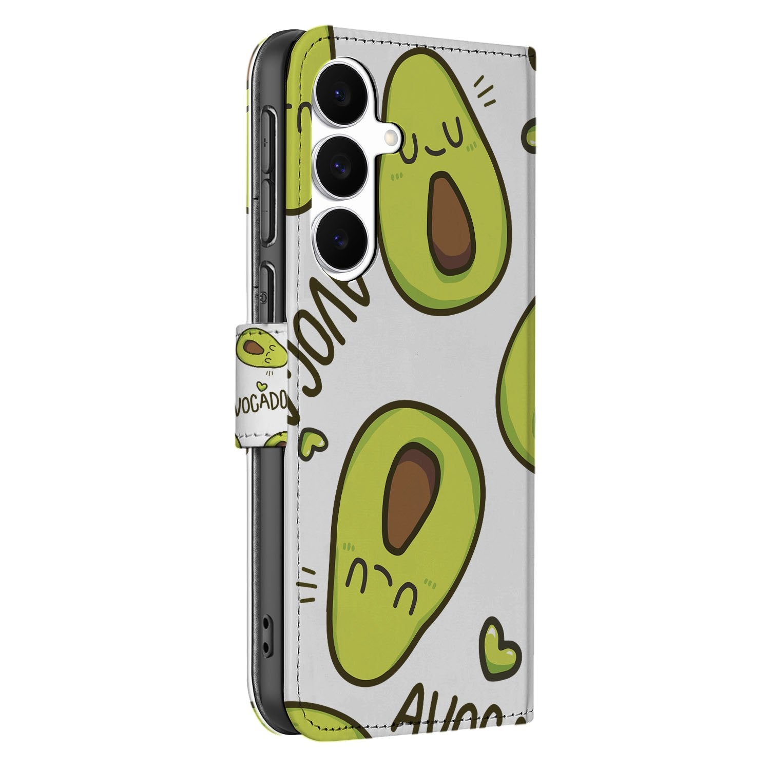 Samsung Galaxy S25 FE Avocado Hoesje Groen Met 3 Pasjes TPU avocado design vooraanzicht
