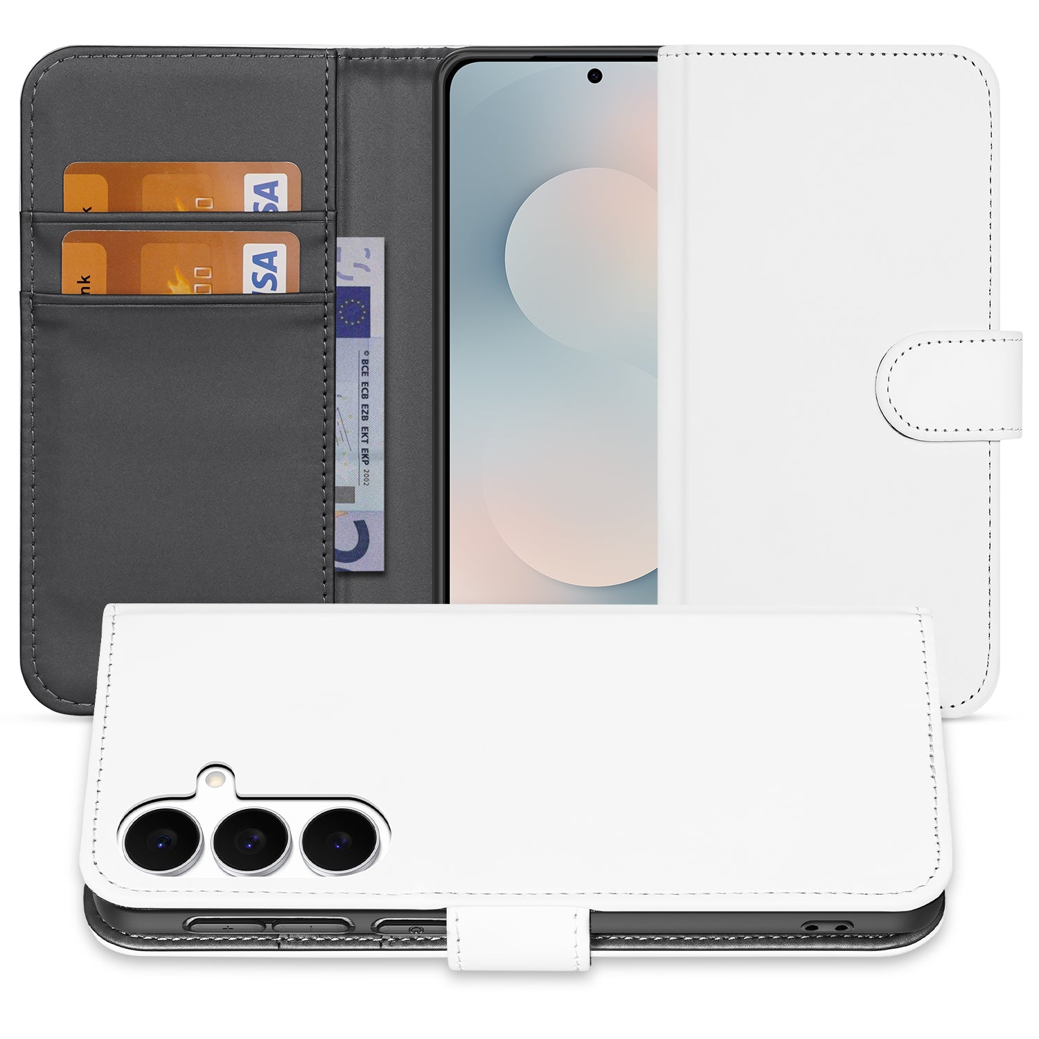 Samsung Galaxy S25 FE Boekhoes Wit met Pasjeshouder boekhoes wit aanzicht