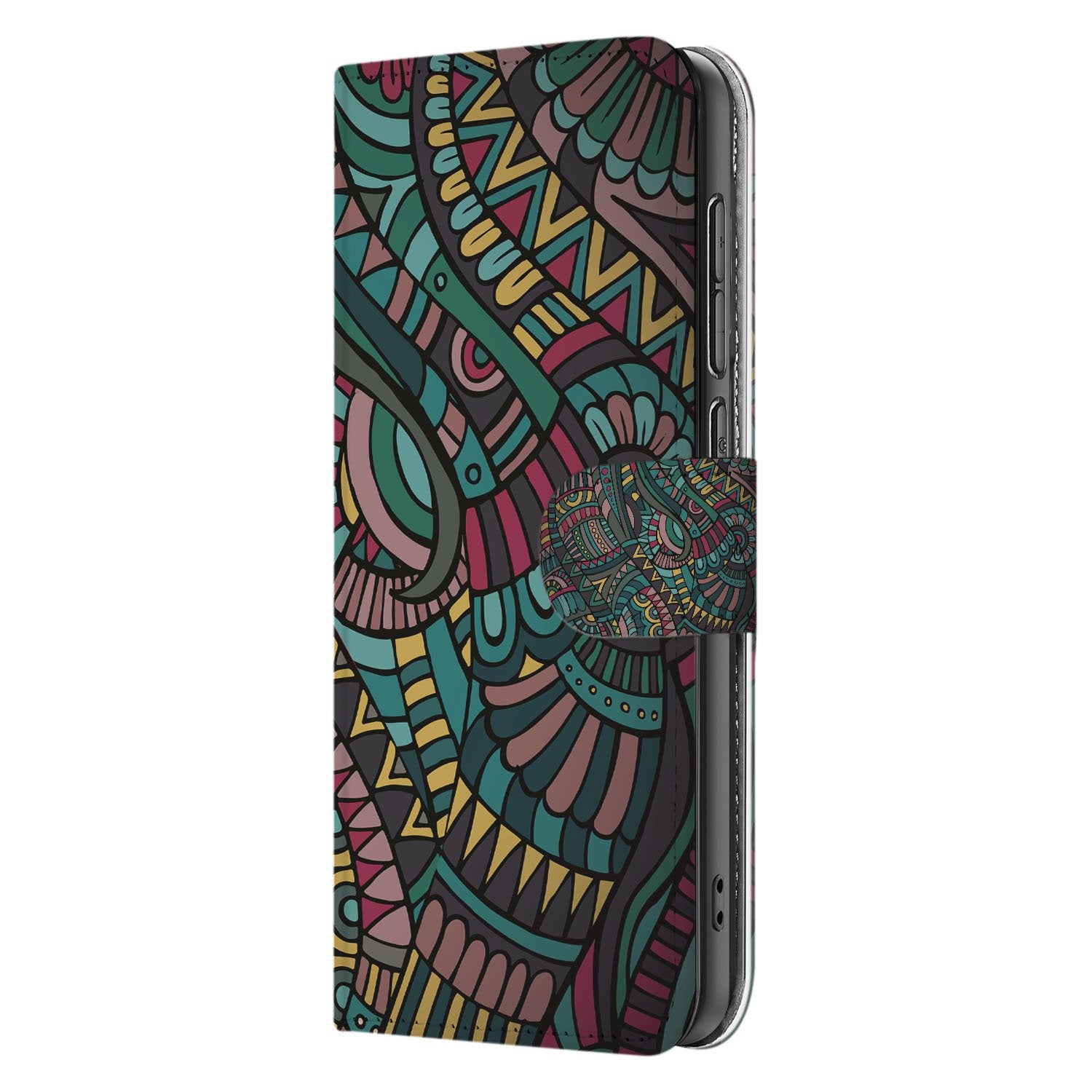 Samsung Galaxy S25 FE Boekhoesje Aztec Met 3 Pasjes Print design Aztec zijaanzicht