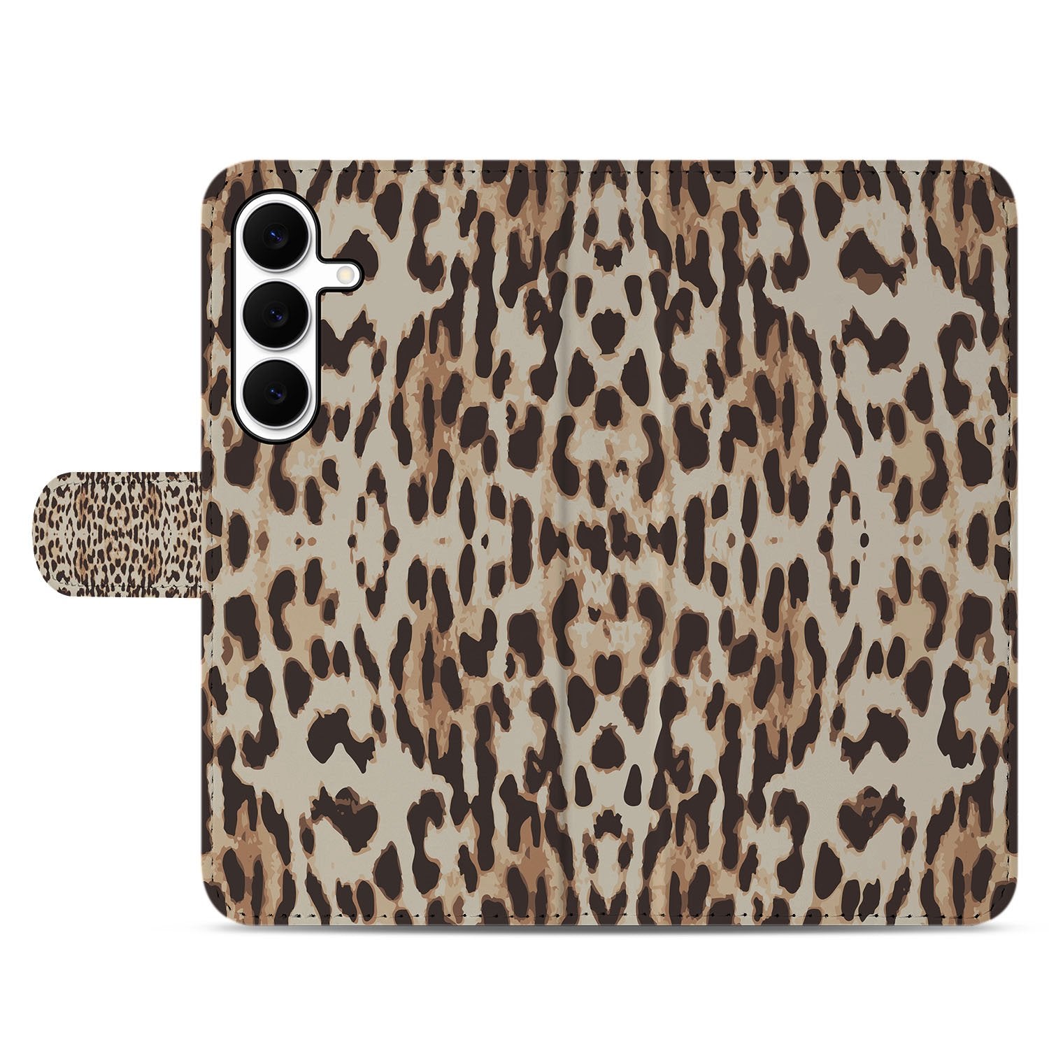 Samsung Galaxy S25 FE Boekhoesje Met Pasjes Leopard Magnetisch leopard design voorkant