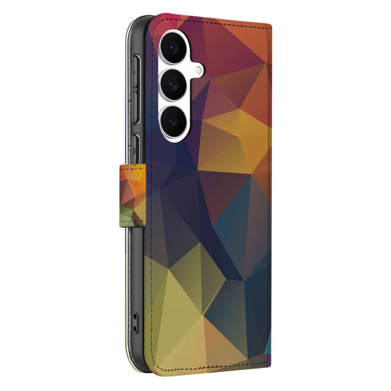 Samsung Galaxy S25 FE Book Case Polygon Color Met 3 Pasjes en Kunstzinnig Design zijaanzicht