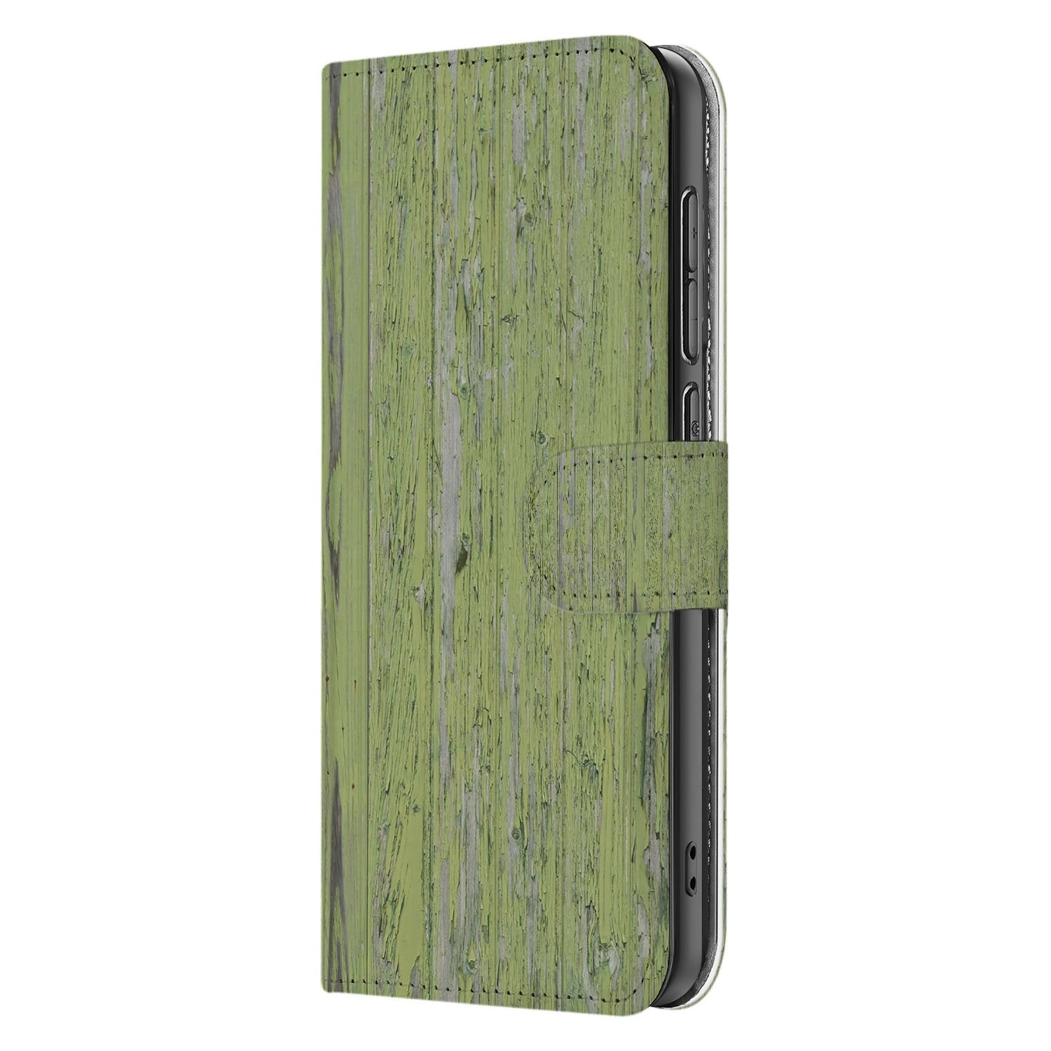 Samsung Galaxy S25 FE Book Style Case Green Wood boek case green wood aanzicht