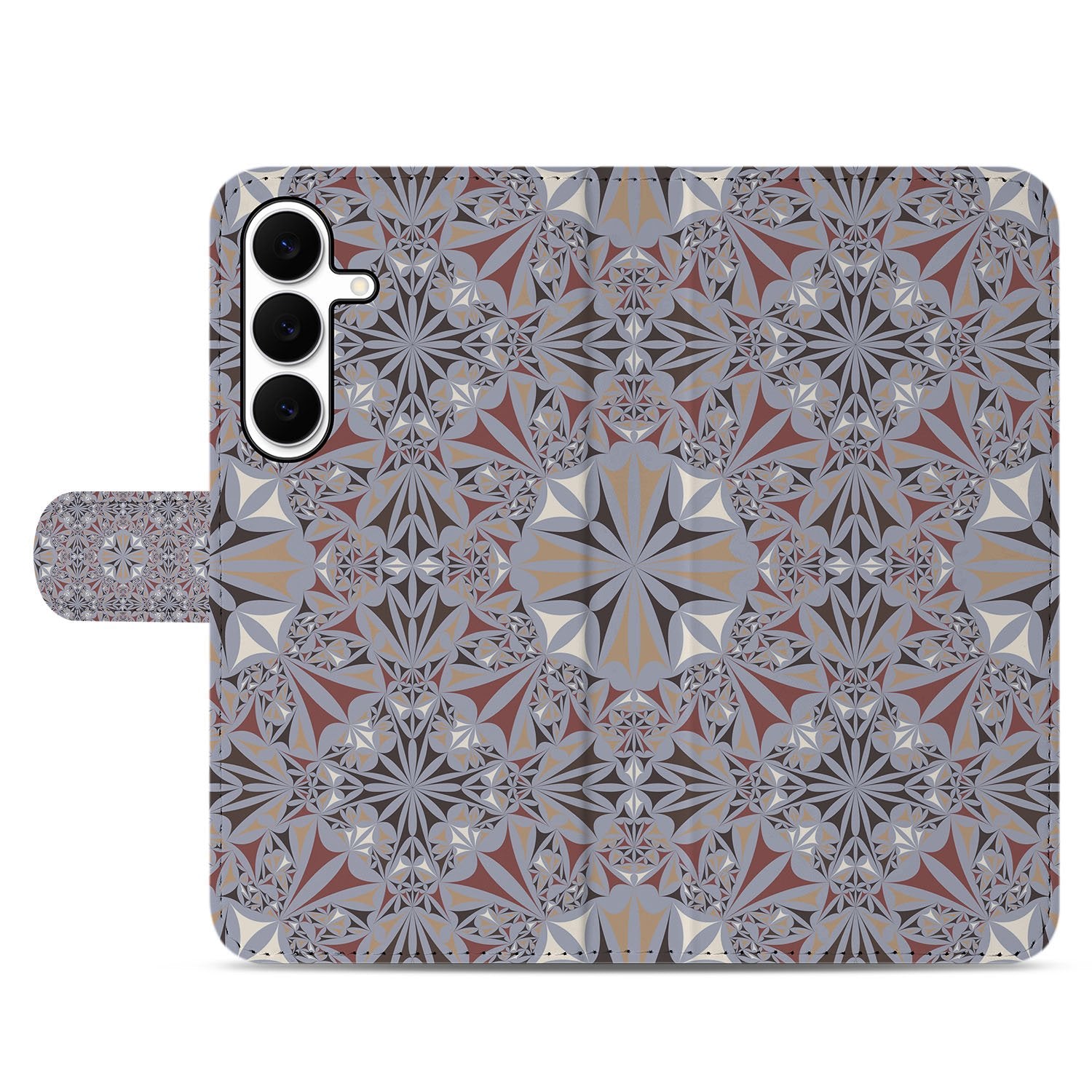 Samsung Galaxy S25 FE Bookcase Flower Tiles boekhoesje flower tiles aanzicht